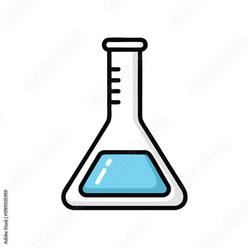 Simple Laboratory Flask with Blue Liquid for Science and Chemistry Concepts