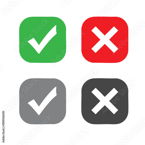 Collection of Checkmark and Cross Symbols for Decision and Feedback