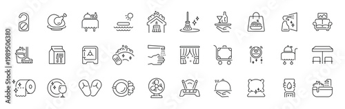 Home cleaning outline icon set. modern thin line style with editable stroke for housekeeping, hygiene, sanitation symbols