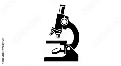 Classic Optical Microscope Icon for Scientific Research and Discovery Illustration
