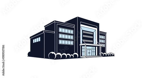 Sleek Modern Architectural Design of a Corporate or Institutional Building