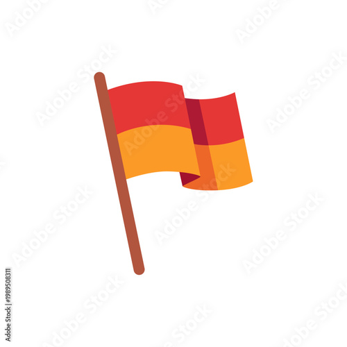 red orange rescue flag, beach safety signal, colorful illustration