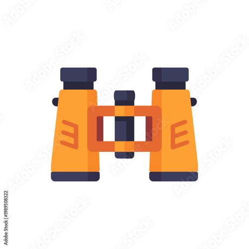 plastic orange binoculars, beach rescue observation equipment, colorful illustration