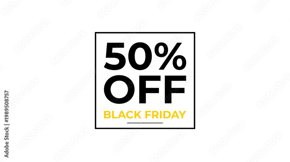 Fototapeta premium Striking black friday sale vector illustration showcasing fifty percent off discount design for marketing promotions