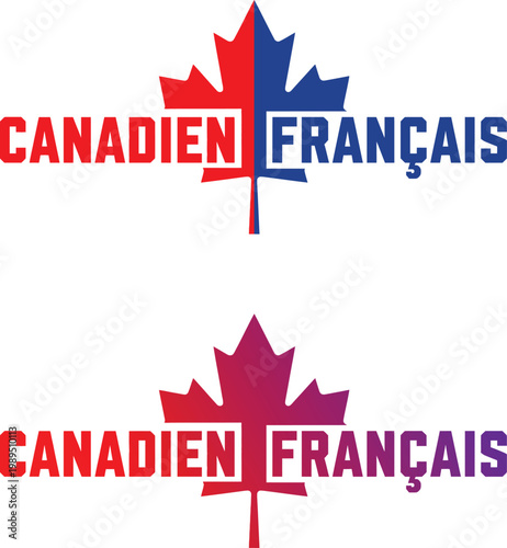 Canadian french branding maple leaf logos with text overlay