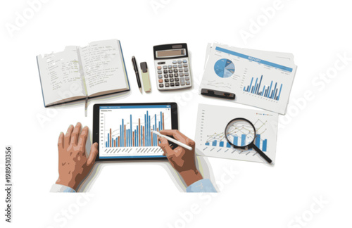 Business Marketing Update and Growth Strategy Banner. Black Vector Silhouette of Rocket Launching with Gears and Data Icons.