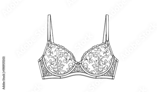 Female lingerie underwear bra clothing outline vector icon