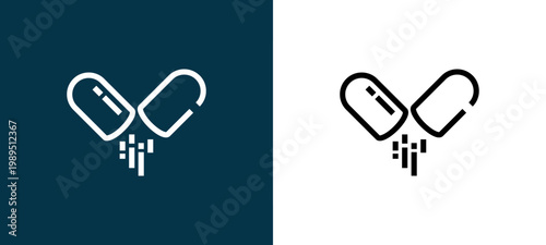 Bilde på lerret Two-shade outline icon pair in black and white, editable stroke vector illustrat