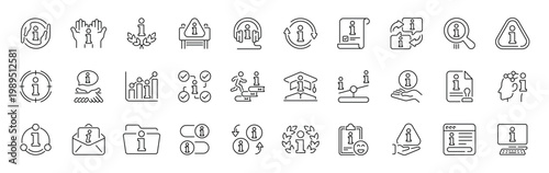 Information assistance outline icon set. editable stroke symbols in modern thin line style for support and communication