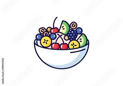 Fresh Fruit Salad Bowl with a Variety of Colorful Fruits for Healthy Eating