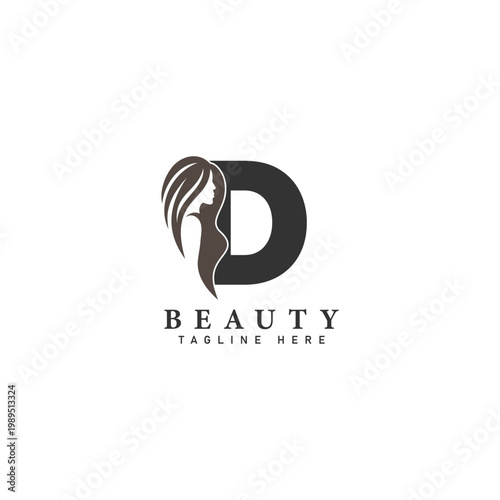 Letter D Beauty Salon Logo. Alphabet D Design Icon for Hair Salon
