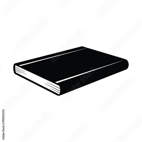 Closed hardcover book silhouette perspective