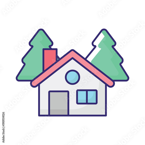 Vacation Cabin Vector icon which can easily modify or edit