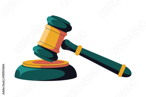Gavel rests on a sounding block to symbolize the authority and formal decision making of a judicial system.