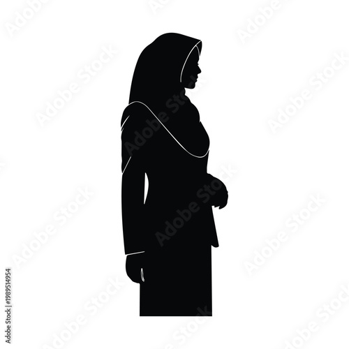 Profile silhouette of woman in hijab