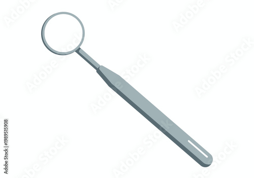 Stylized illustration of a single dental mirror tool angled diagonally
