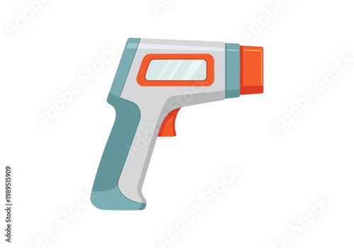 Stylized illustration of a handheld noncontact infrared thermometer with a trigger