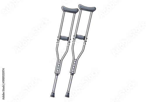 Two adjustable underarm crutches illustrated against a white background