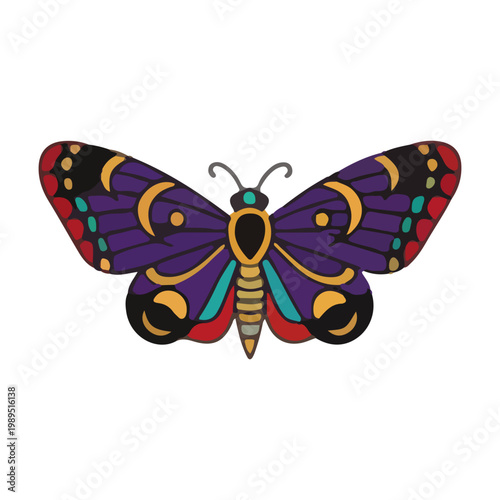 Traditional Tattoo Style Purple Butterfly Illustration