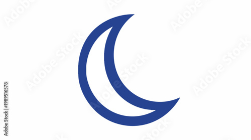 Blue crescent moon icon on white background, simple graphic symbol, perfect for weather apps, night themes and sleep tracking interfaces.