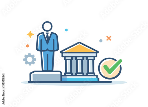Government leadership and decision making process highlighting responsibility and influence in shaping policies and public outcomes, a human figure standing on a platform