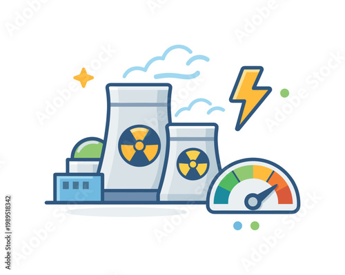 Energy production and industrial infrastructure in a modern sustainability context focused on efficient power generation and resource management, a simplified nuclear