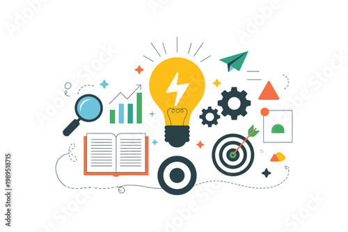 Geometric Abstract Idea – Conceptual Insight and Creativity Vector Design