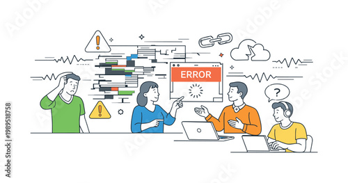 Data error and system disruption in a technology context where visual artifacts represent instability or unexpected behavior in digital systems, illustrated by a