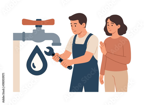 Plumbing and repair service concept illustrating essential maintenance tasks that keep water systems efficient and safe in everyday environments, visualized with a valve