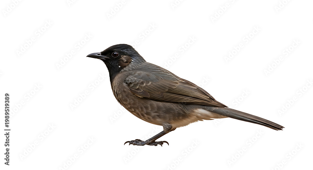 Obraz premium A small brown bird with a black head