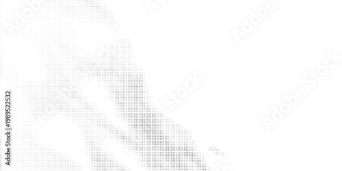 Grunge halftone gradient background. Faded grit noise texture. White and black sand wallpaper. Retro pixelated backdrop. Anime or manga style comic overlay