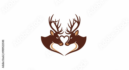 Two deer with antlers form a heart shape