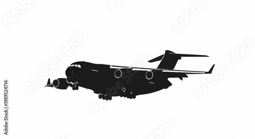 Silhouette of a large cargo aircraft in flight