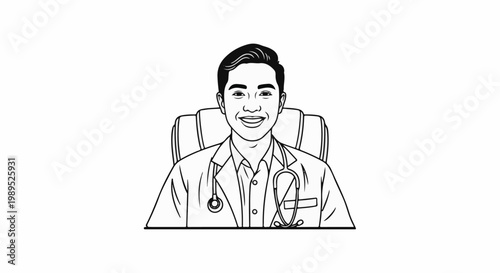 Smiling doctor wearing a stethoscope and lab coat
