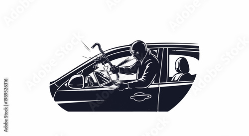 Bandit using crowbar and laptop to break into car