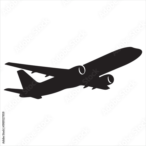 A black silhouette of an airplane flying