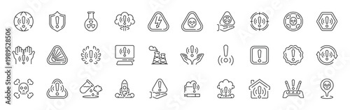 Fotografía Hazard warning linear icon set: modern thin line symbols with editable stroke fo