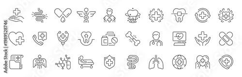 Canvas Print Healthcare and medical outline icon set