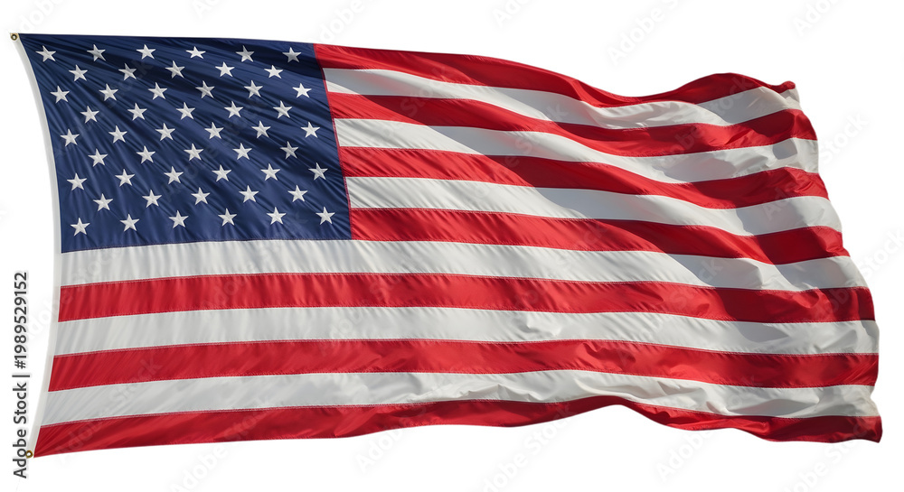 Obraz premium Full american flag waving isolated on transparent background