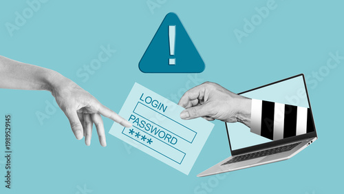 Canvas Print Fake Login Page Password Stealing Concept, Phishing Attack and Cybersecurity Thr