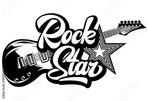 Dynamic Rock Star Guitar and Star Logo Design for Music, Performance, and Entertainment Industry.