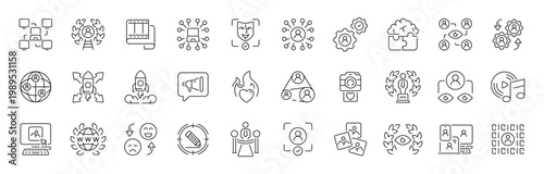 Media and communication outline icon set. editable stroke in modern thin line style for digital and social concepts