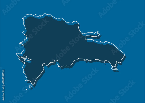 Outline map Dominican Republic line border country