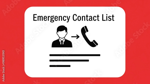 Emergency Contact List Card with Person and Phone Icon Illustration