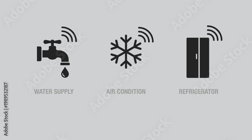 Icons of water supply, air conditioning and refrigeration Vector