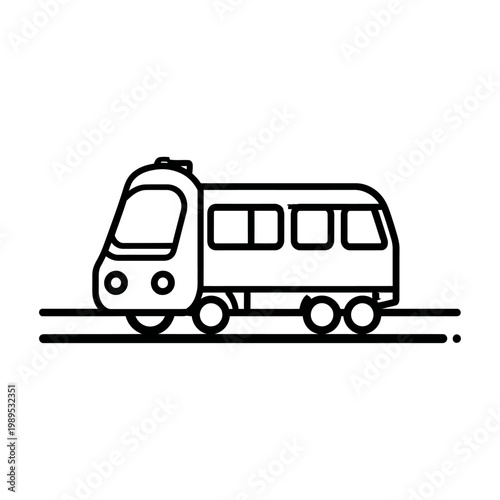 Illustration of a vector passenger train moving on railroad tracks