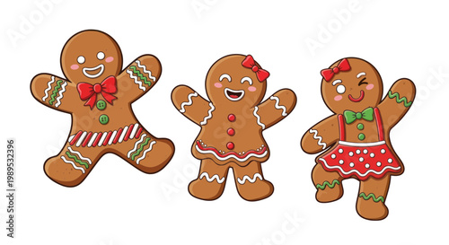 Happy Gingerbread Family Cookies Christmas Holiday Celebration