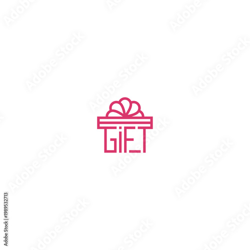 Gift box letters, logo design.