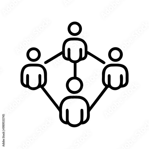 Network of people interconnected and organized in structure and hierarchy diagram