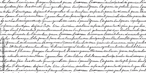 A dense, repetitive background pattern features neatly handwritten Lorem Ipsum placeholder text creating a subtle textual texture.